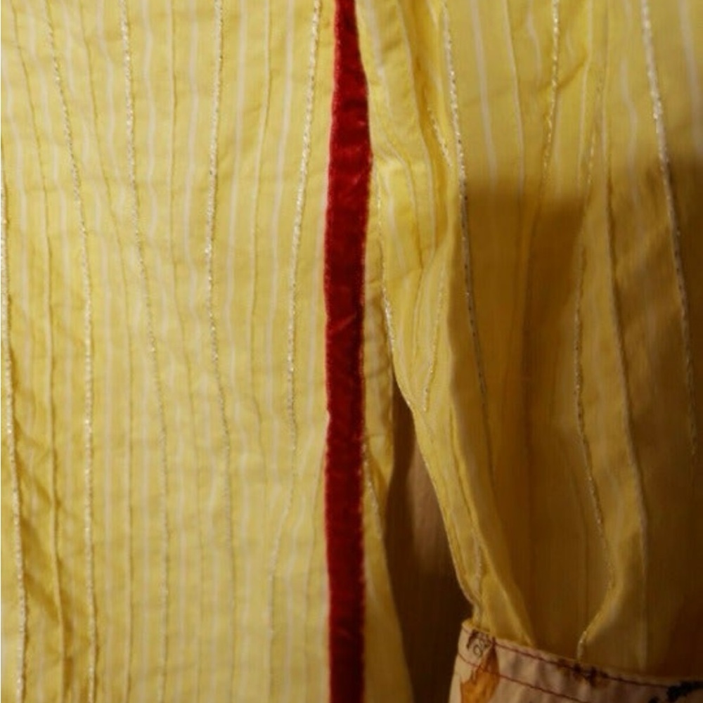 Georg Roth Yellow Button Down Shirt with Floral Accents - Picture 6 of 9